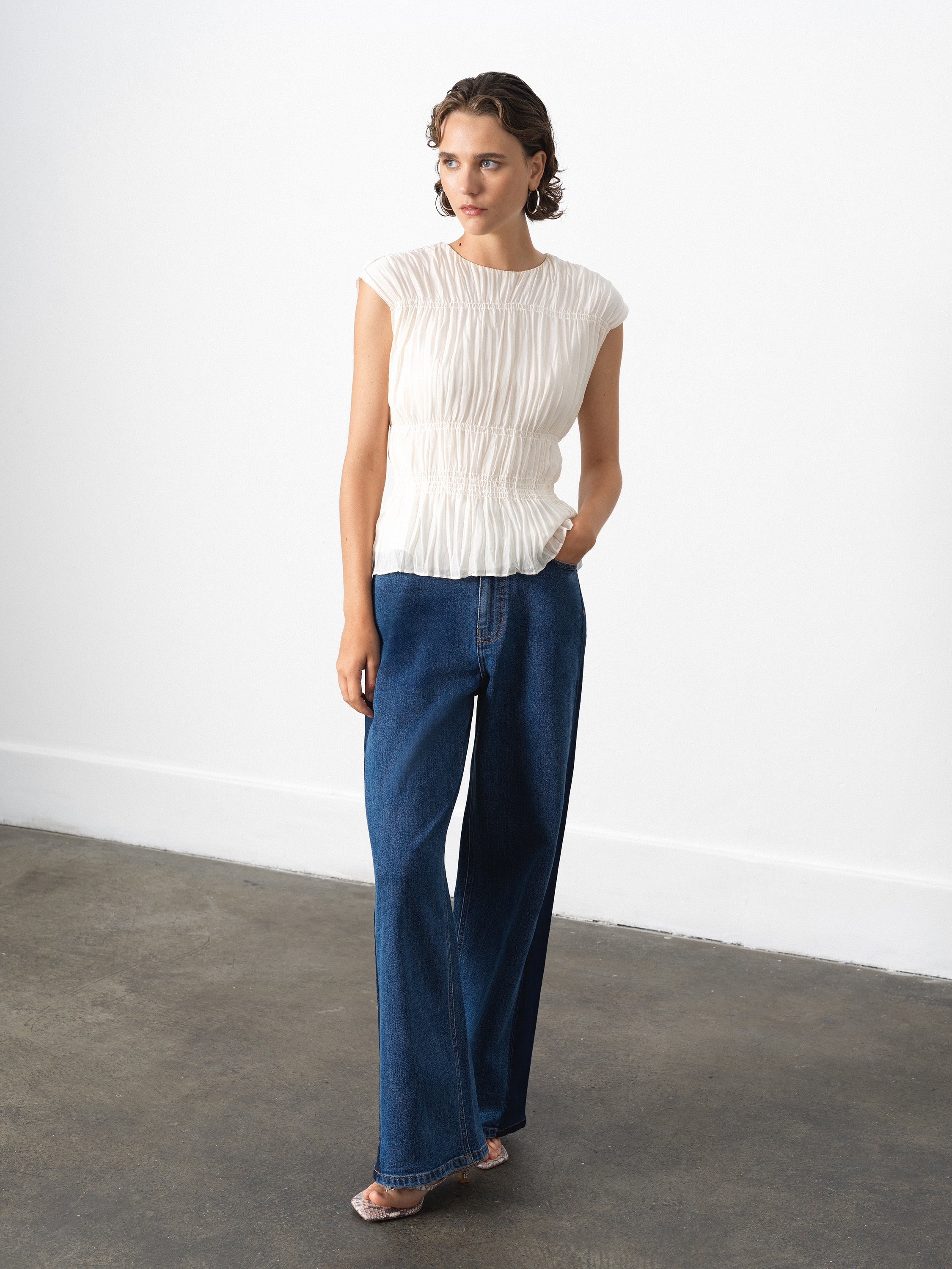 Saylor Pleated Georgette Sleeveless Top