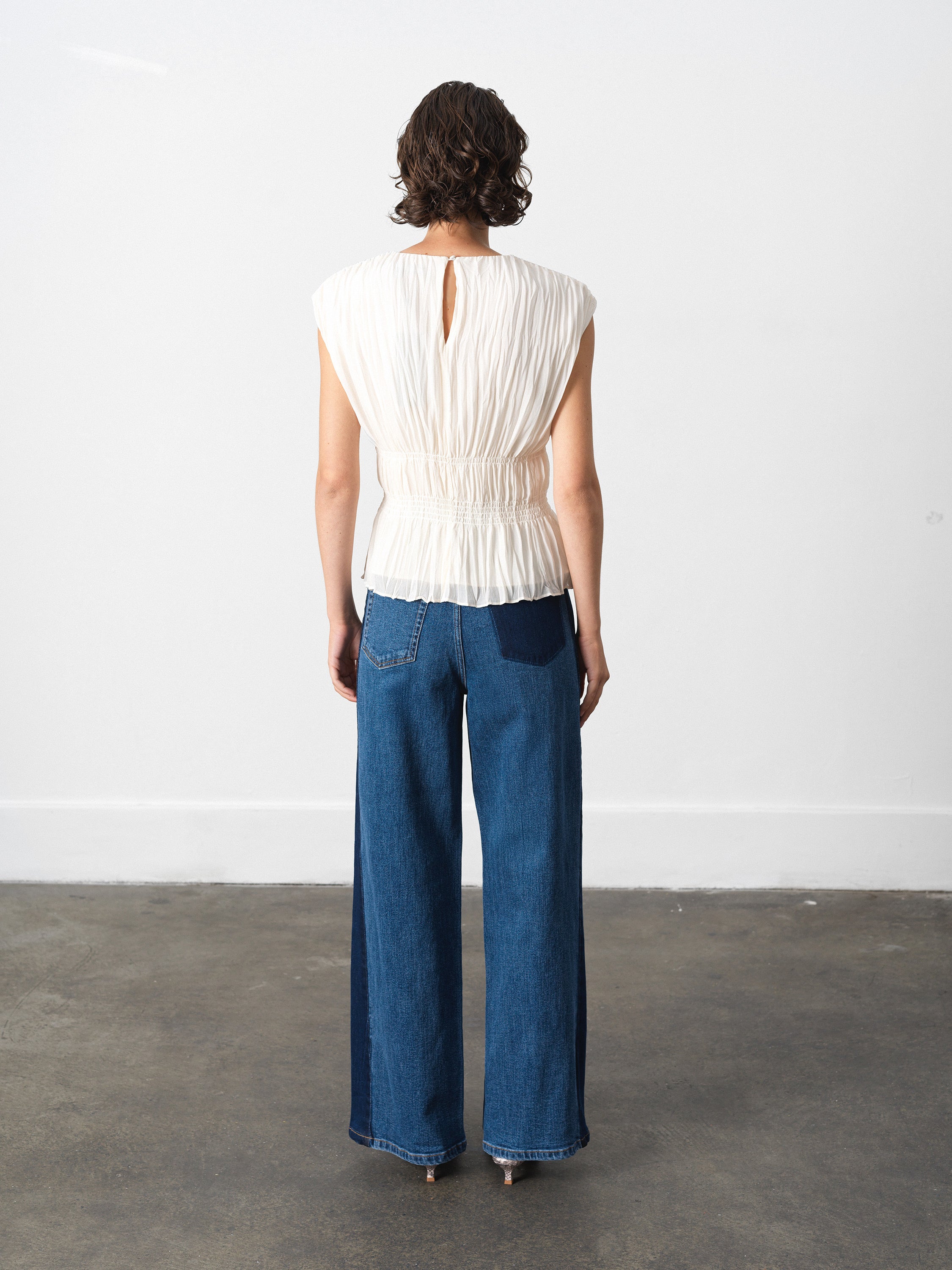 Saylor Pleated Georgette Sleeveless Top