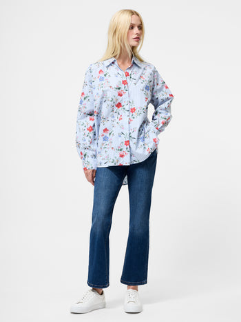 Floral Stripe Printed Long Sleeve Shirt
