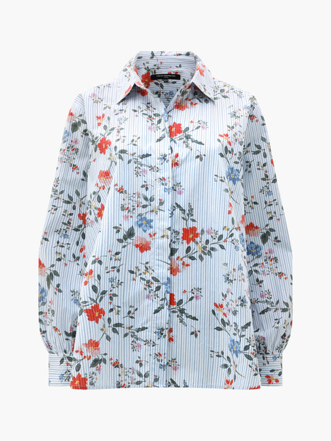 Floral Stripe Printed Long Sleeve Shirt