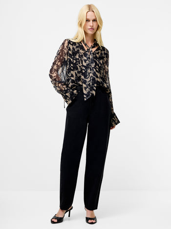 Amelia Hallie Crinkle Tie Neck Blouse