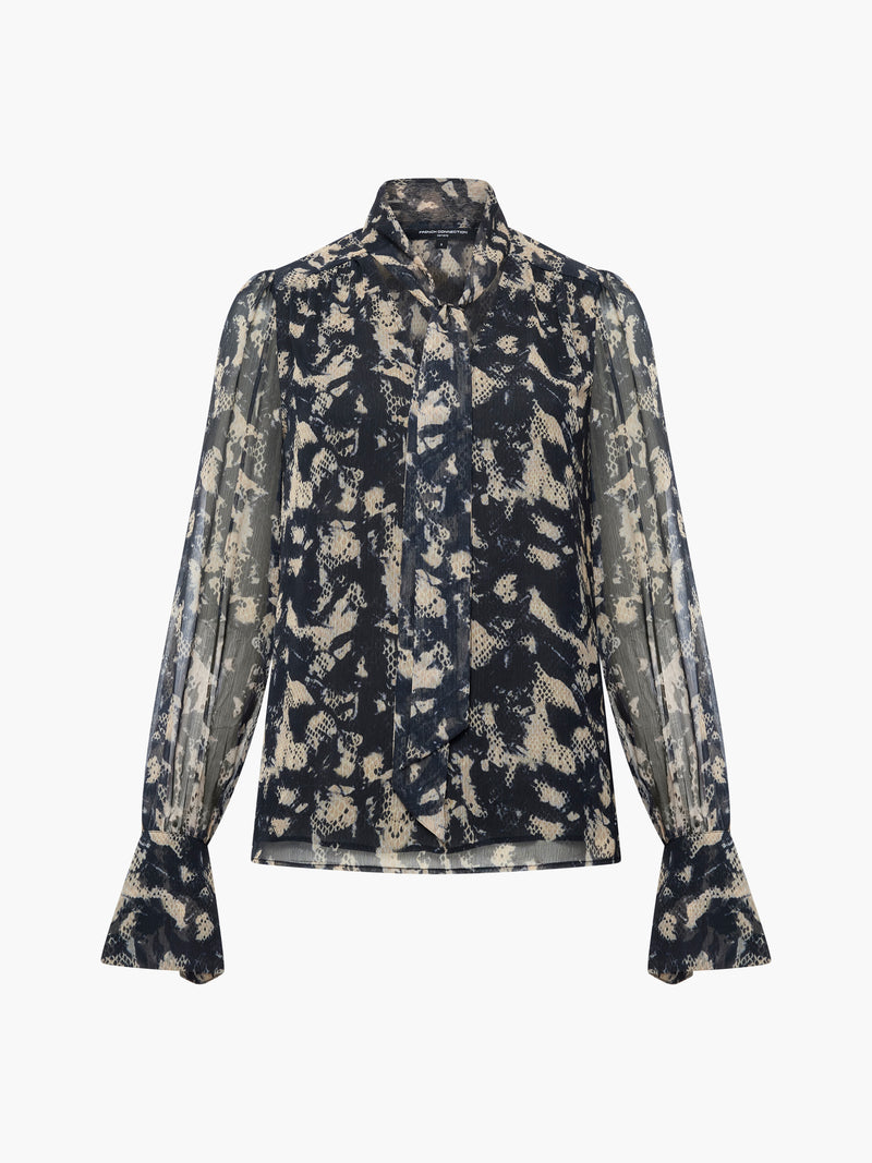Amelia Hallie Crinkle Tie Neck Blouse