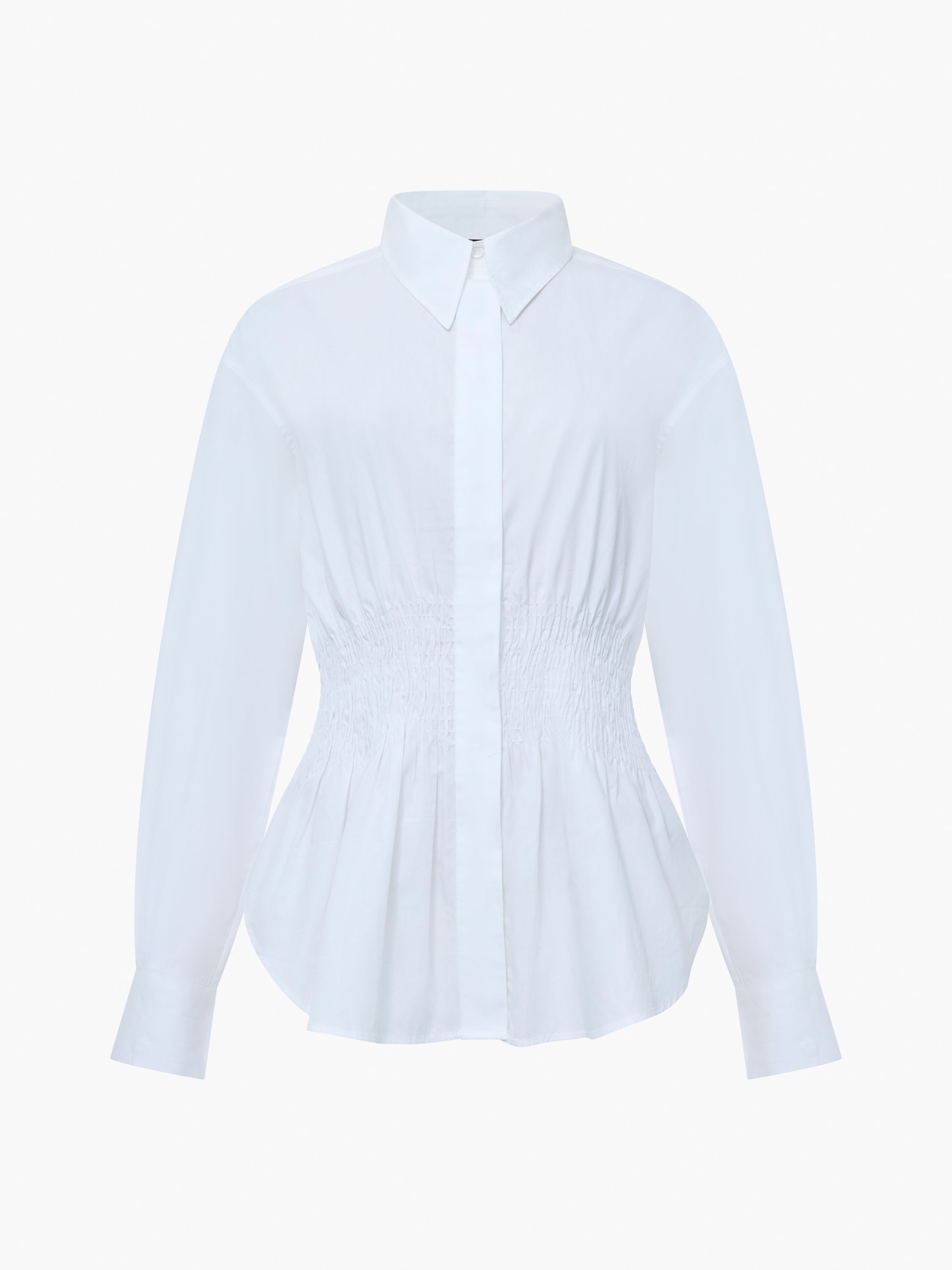 Cambria Cotton Smocked Button Down Shirt