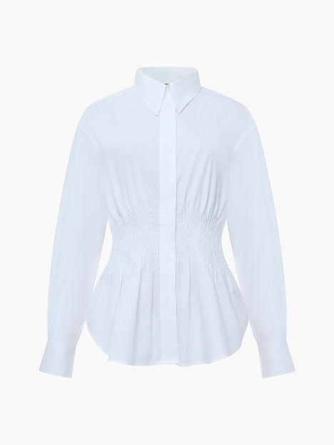 Cambria Cotton Smocked Button Down Shirt