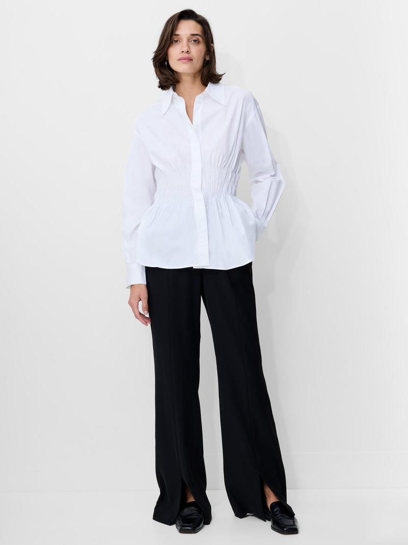 Cambria Cotton Smocked Button Down Shirt