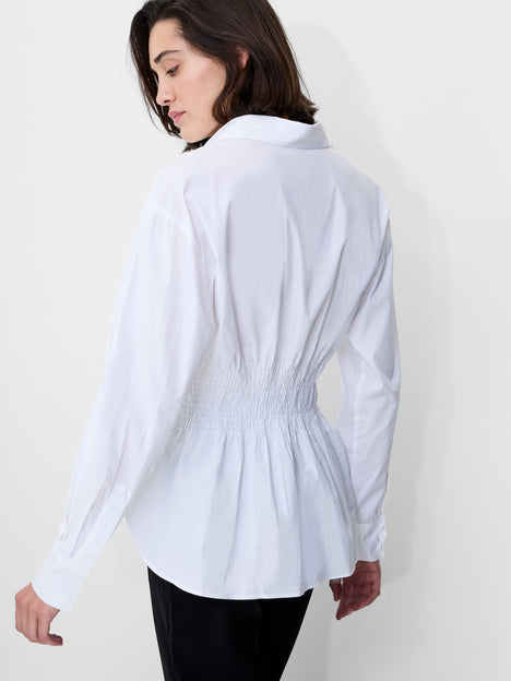 Cambria Cotton Smocked Button Down Shirt