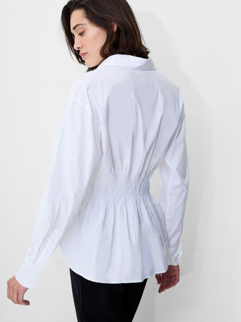 Cambria Cotton Smocked Button Down Shirt