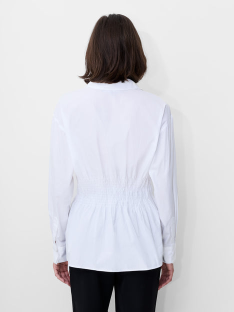 Cambria Cotton Smocked Button Down Shirt