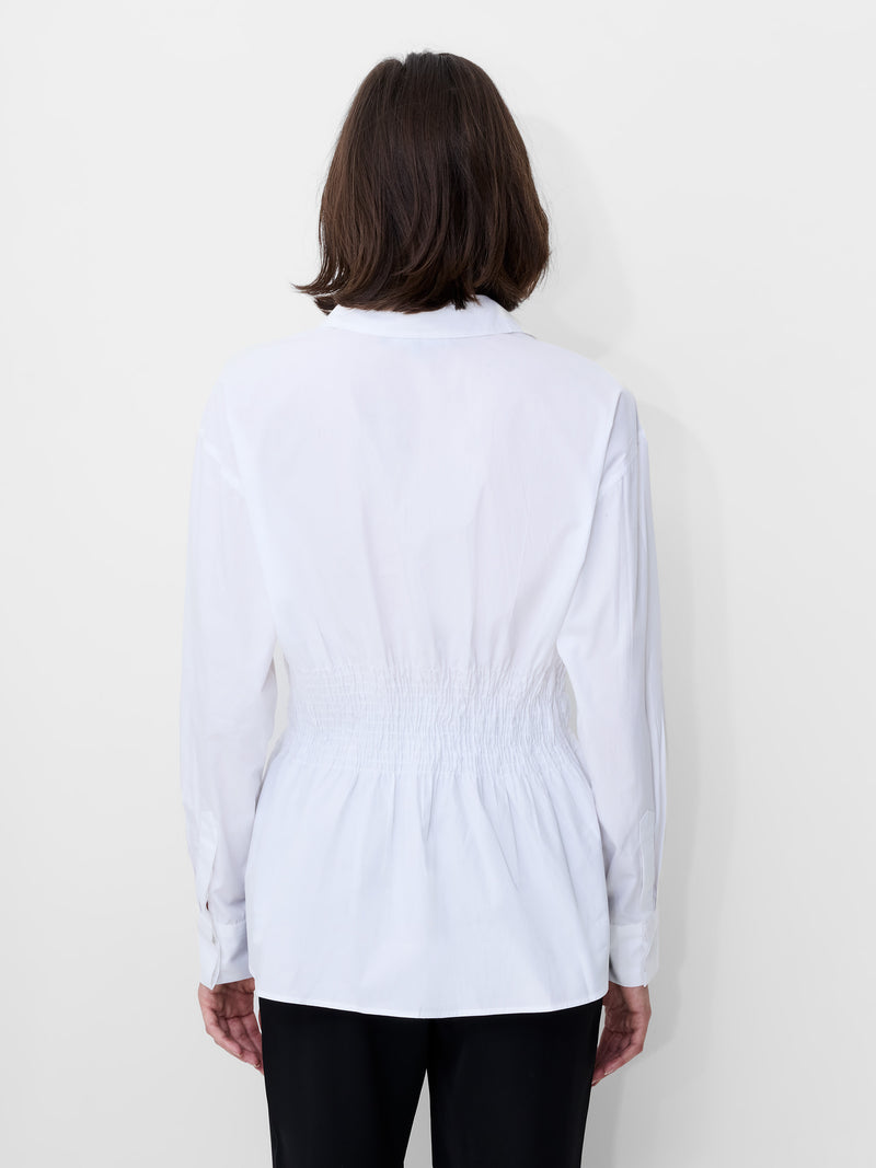 Cambria Cotton Smocked Button Down Shirt