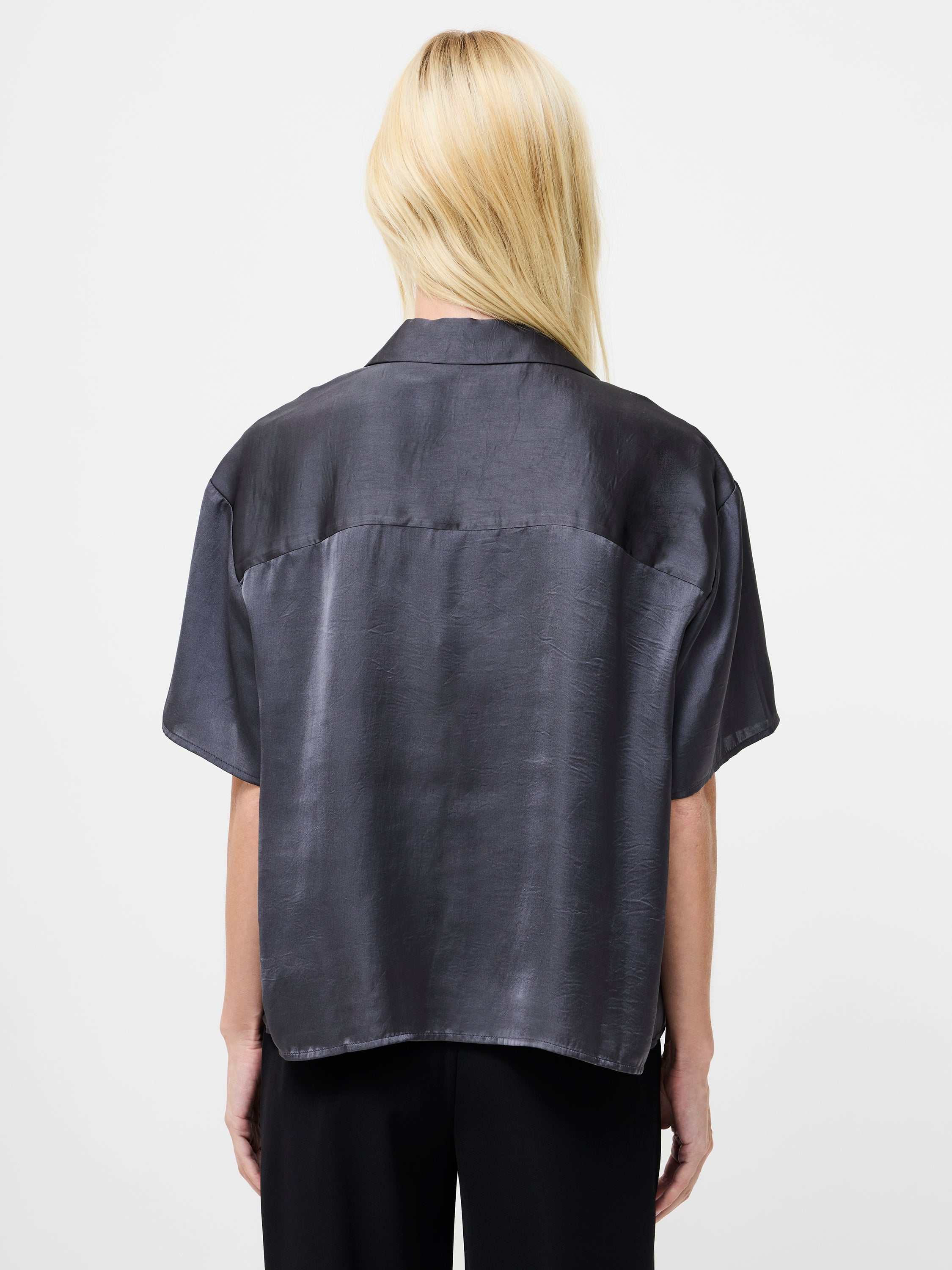 Blaine Hammered Satin Short Sleeved Shirt