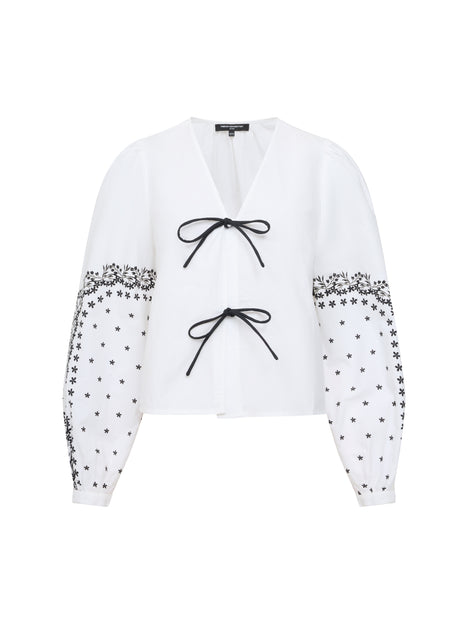 Cambria Cotton Floral Sleeve Tie Up Shirt