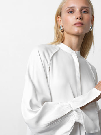 Candice Satin Pearl Trim Shirt