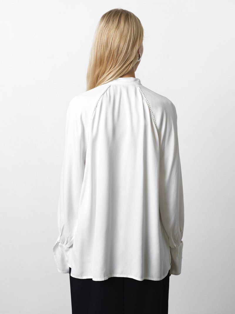 Candice Satin Pearl Trim Shirt