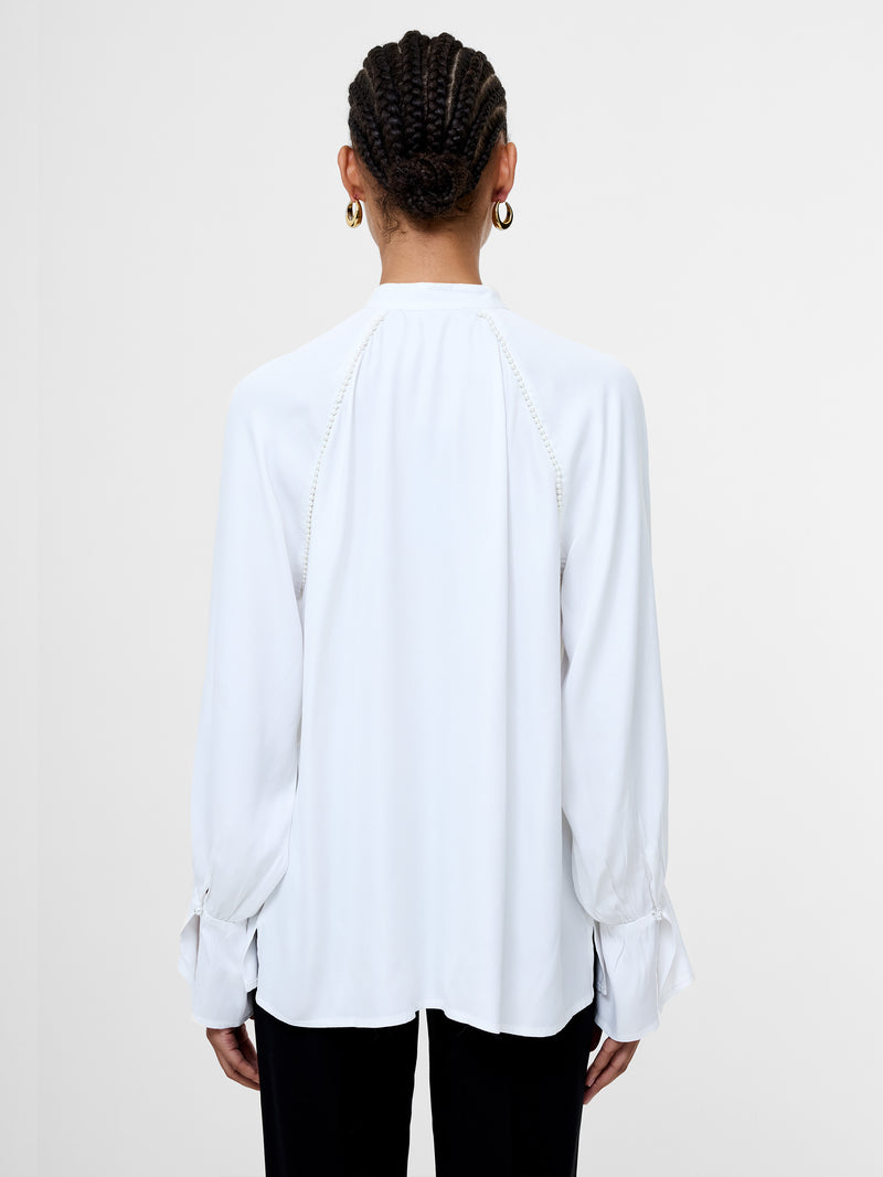 Candice Satin Pearl Trim Shirt