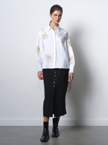 Alexis Cotton Floral Embellished Shirt