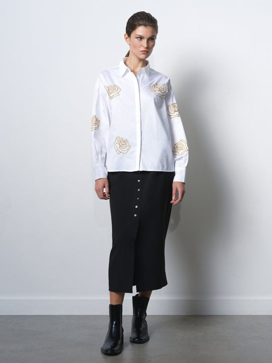 Alexis Cotton Floral Embellished Shirt