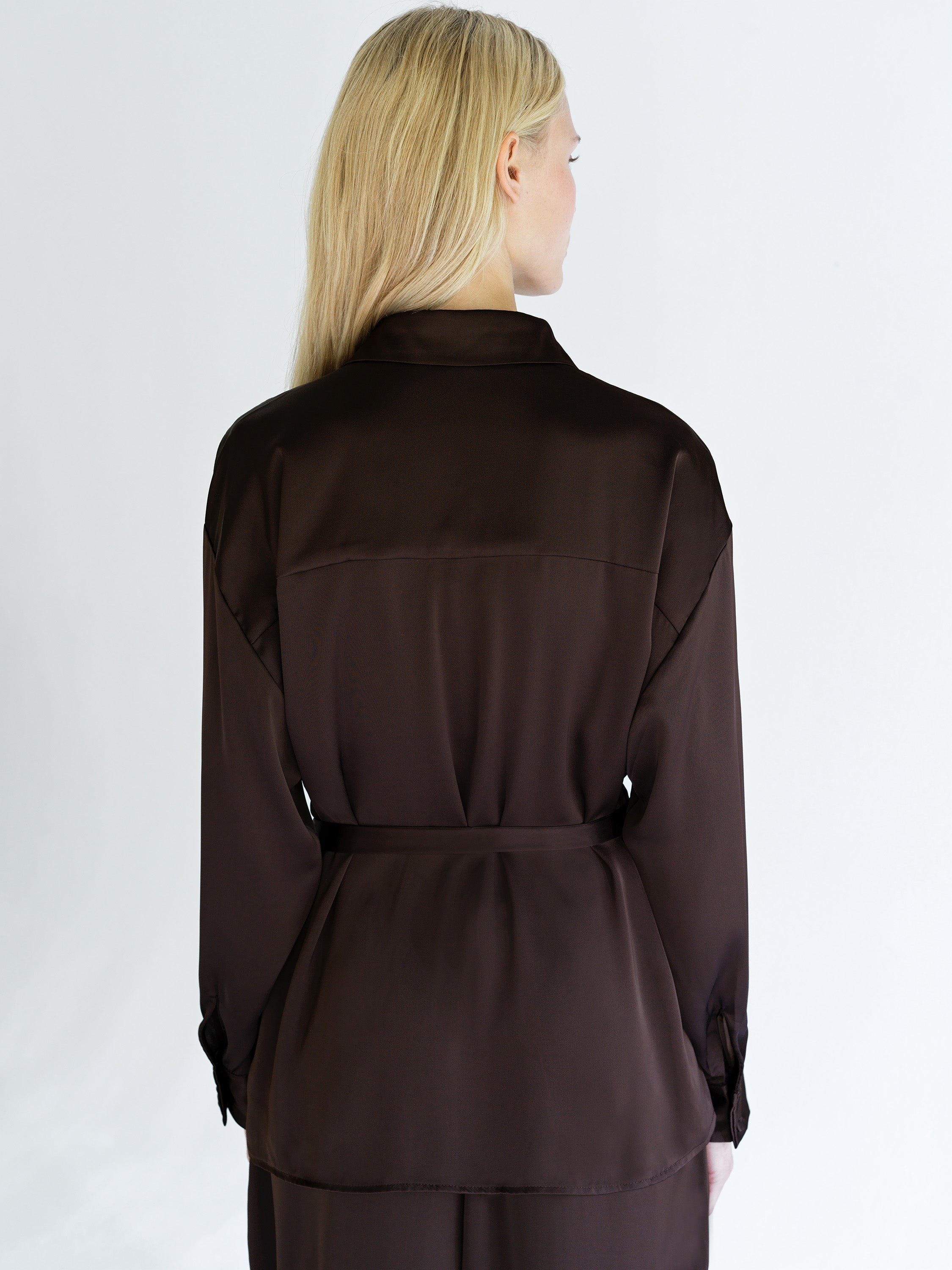 Bernadetta Satin Tie Belt Shirt