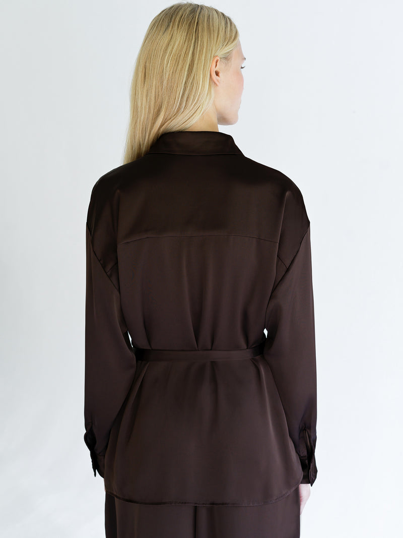 Bernadetta Satin Tie Belt Shirt