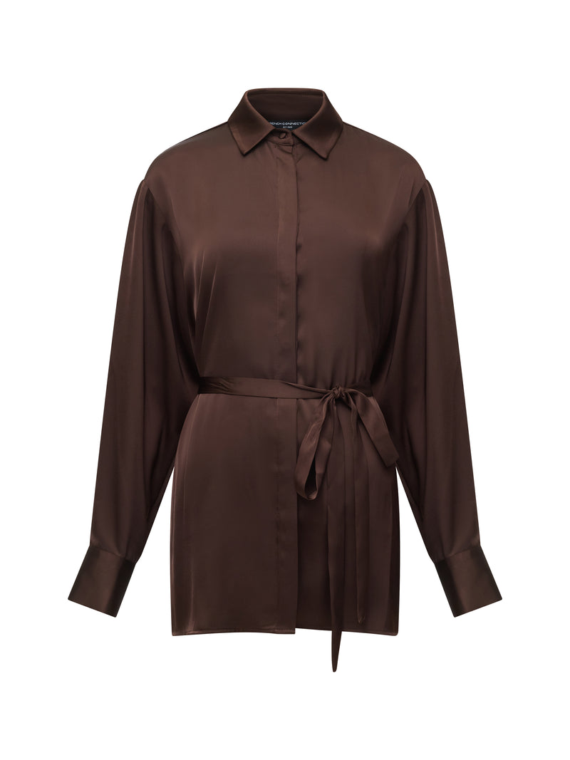 Bernadetta Satin Tie Belt Shirt