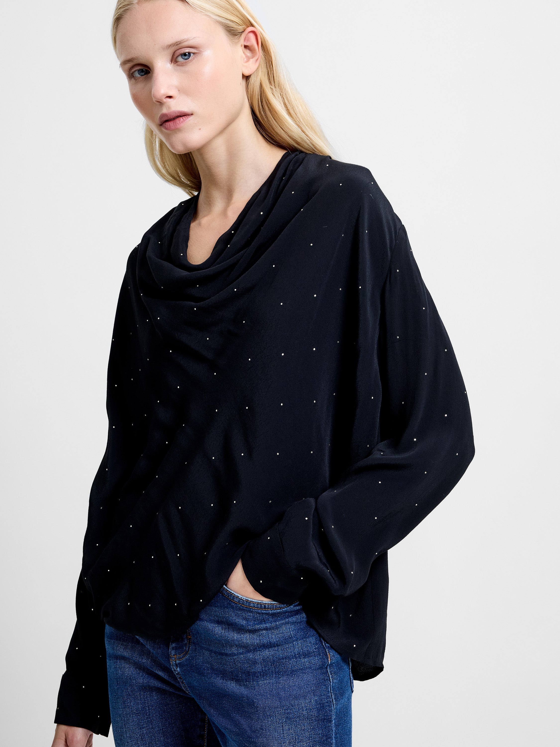 Renaya Diamante Draped Blouse