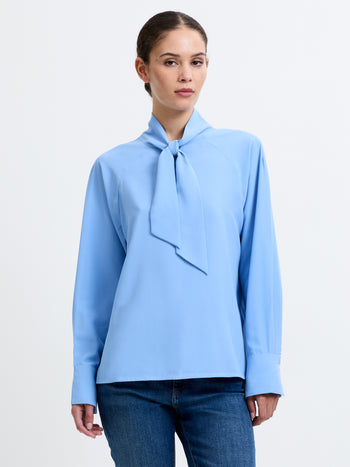 Crepe Tie Neck Blouse
