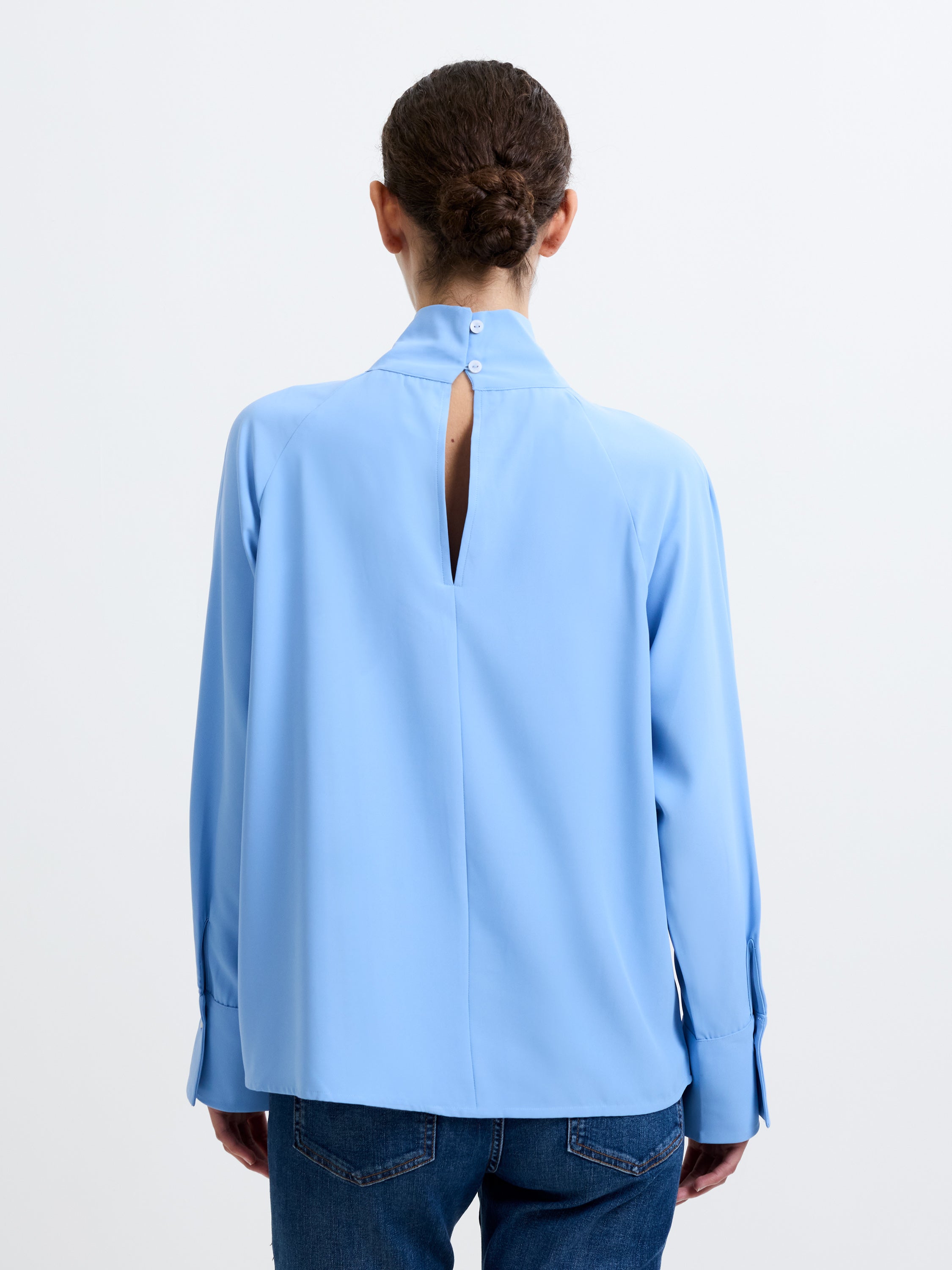 Crepe Tie Neck Blouse