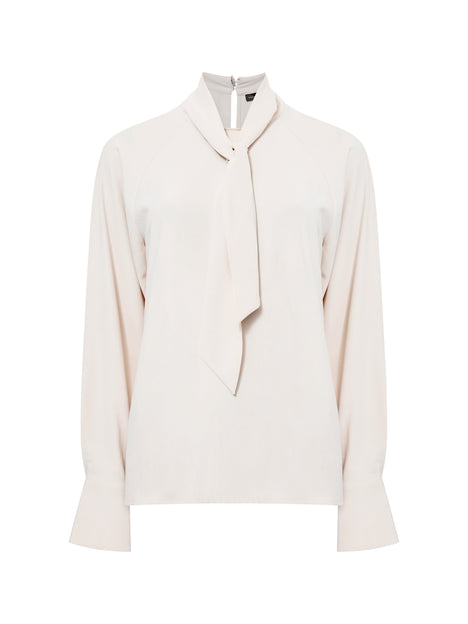 Crepe Tie Neck Blouse