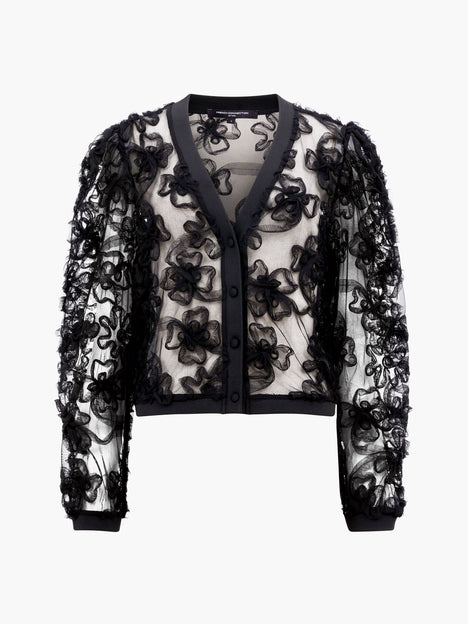 Applique Mesh Cardigan