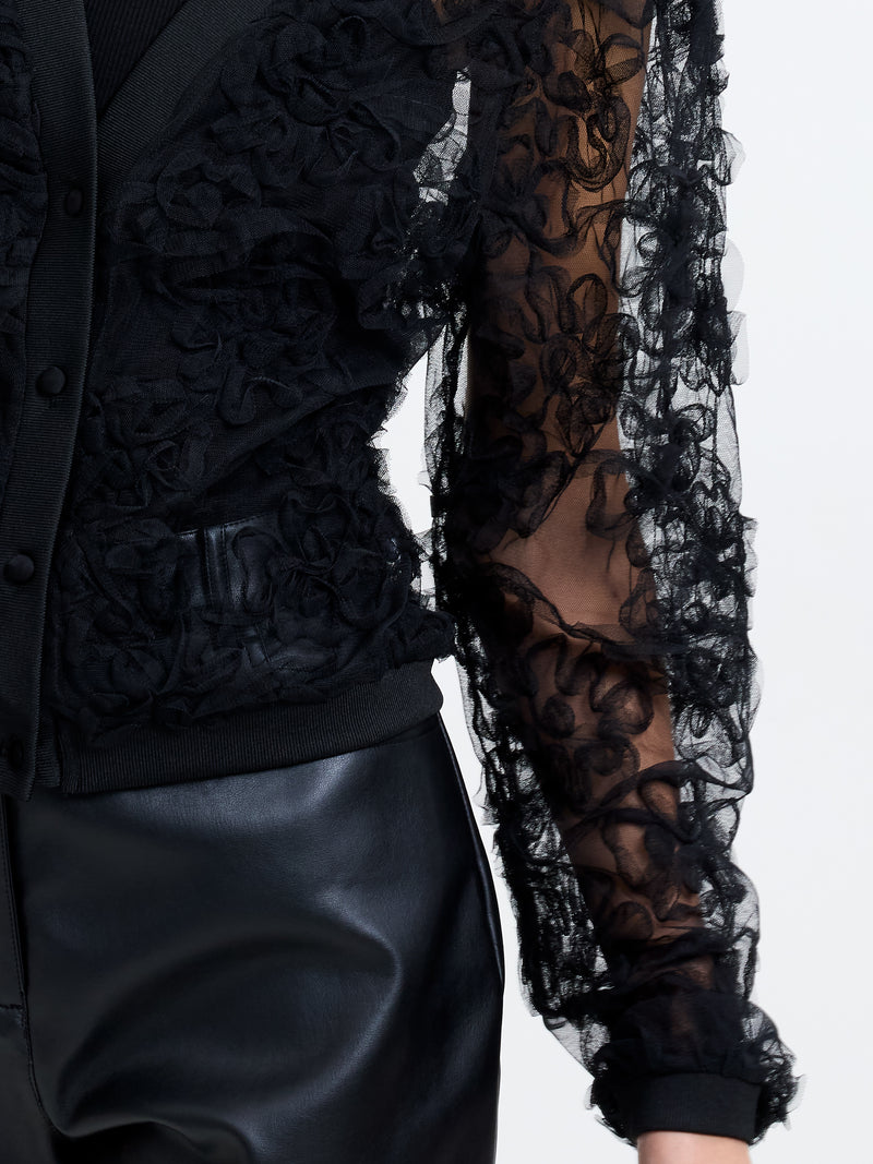 Applique Mesh Cardigan