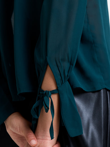 Georgette Long Sleeve Tie Neck Blouse