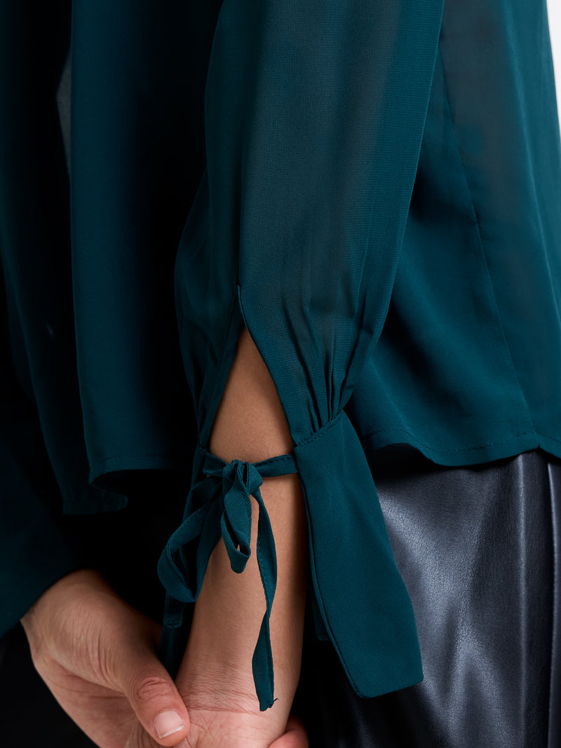 Georgette Long Sleeve Tie Neck Blouse