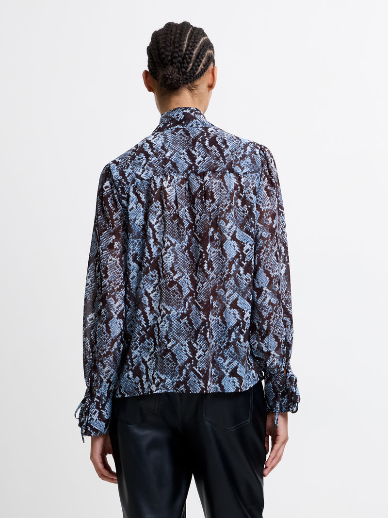 Snake Print Tie Neck Top
