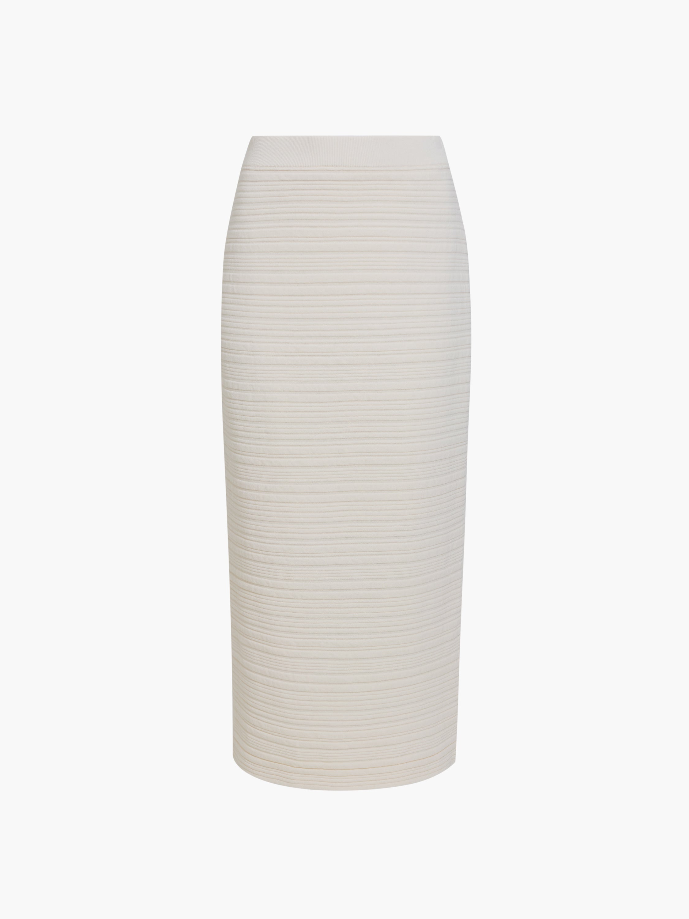 Mayim Ribbed Knit Cream Midi Skirt