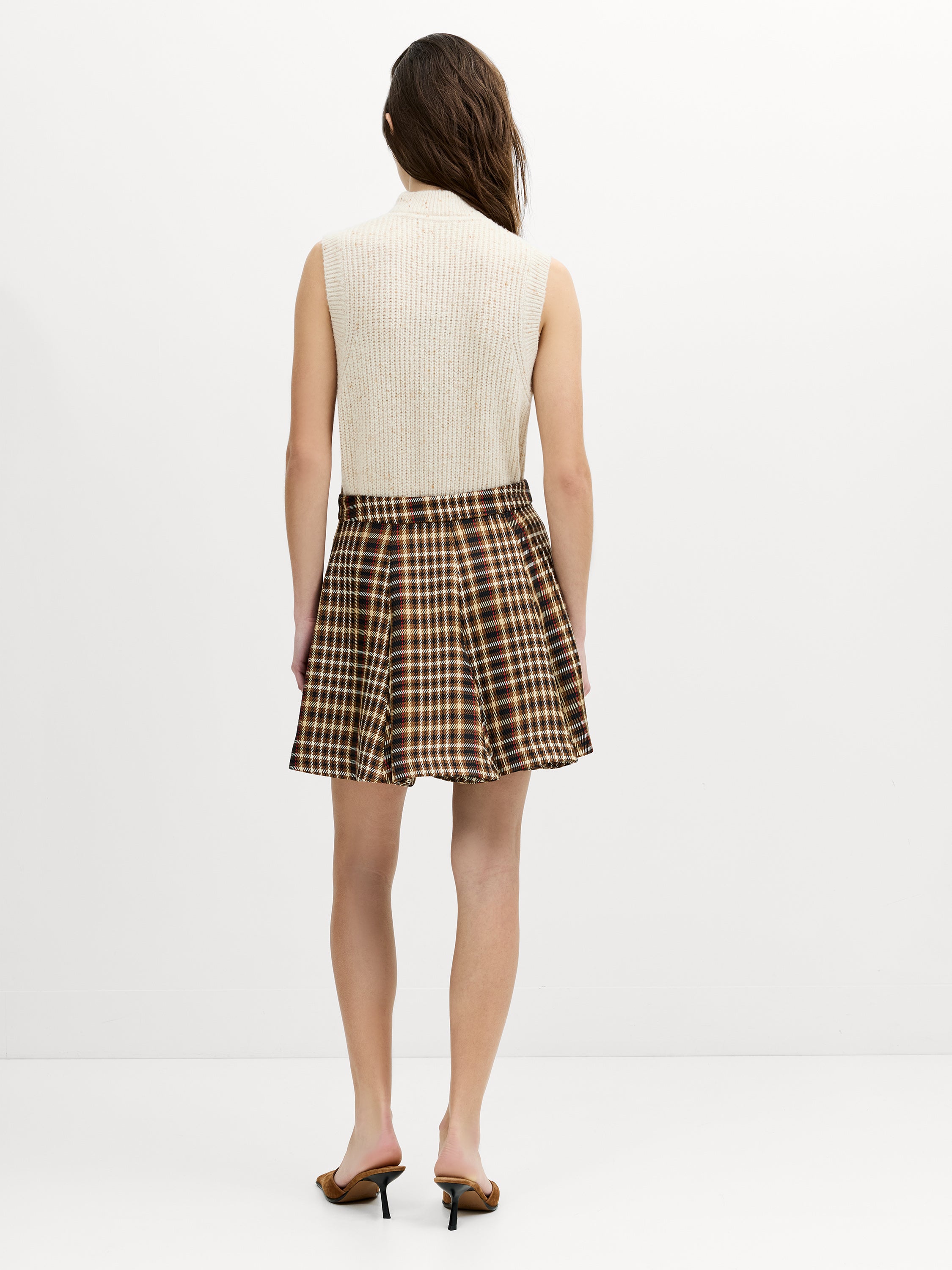 Tasha Brown Checked Mini Skirt
