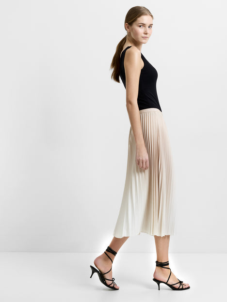 Cadie Crepe Light Ombre Pleated Midi Skirt