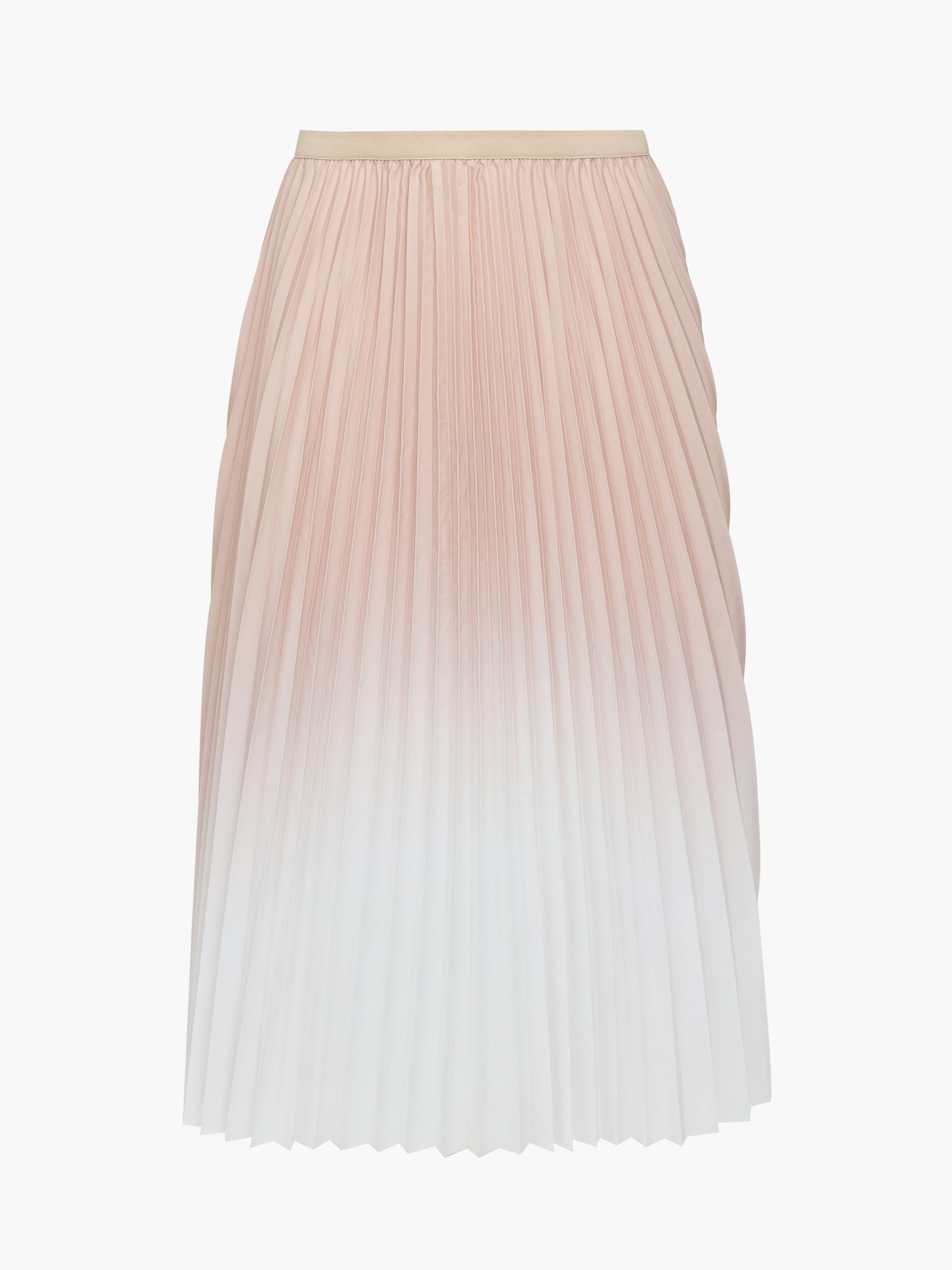 Cadie Crepe Light Ombre Pleated Midi Skirt Shifting Sand/White