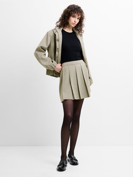 Shayla Prince of Wales Check Pleated Mini Skirt Beige Brown Checks