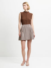 Lexi Tailored Brown Gingham Mini Skirt