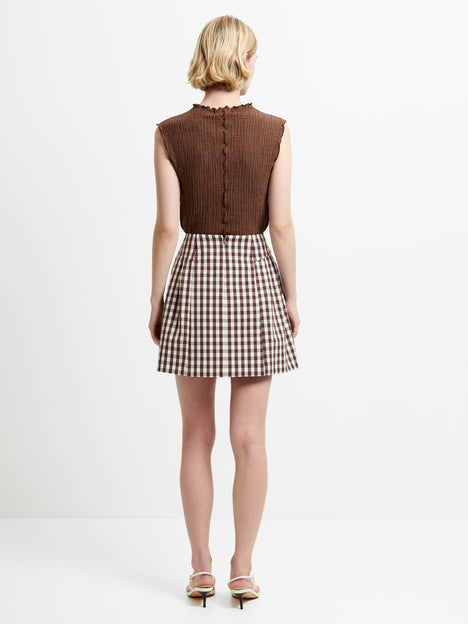 Lexi Tailored Brown Gingham Mini Skirt