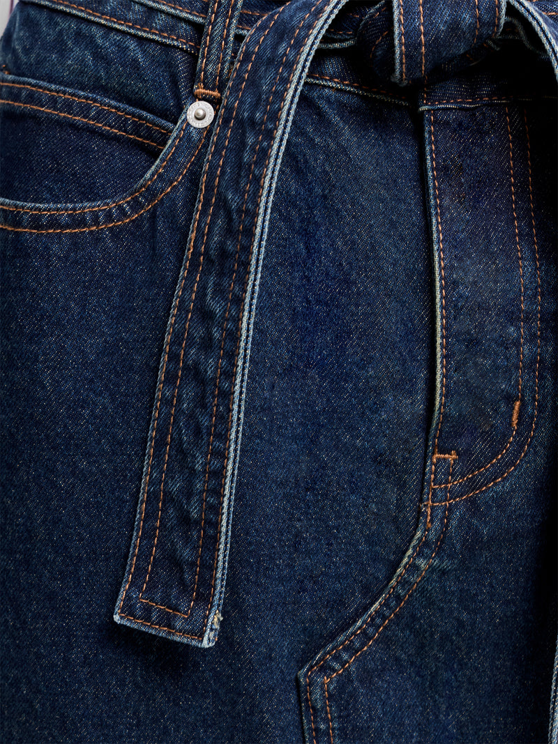 Dallas Denim Belted Midi Skirt