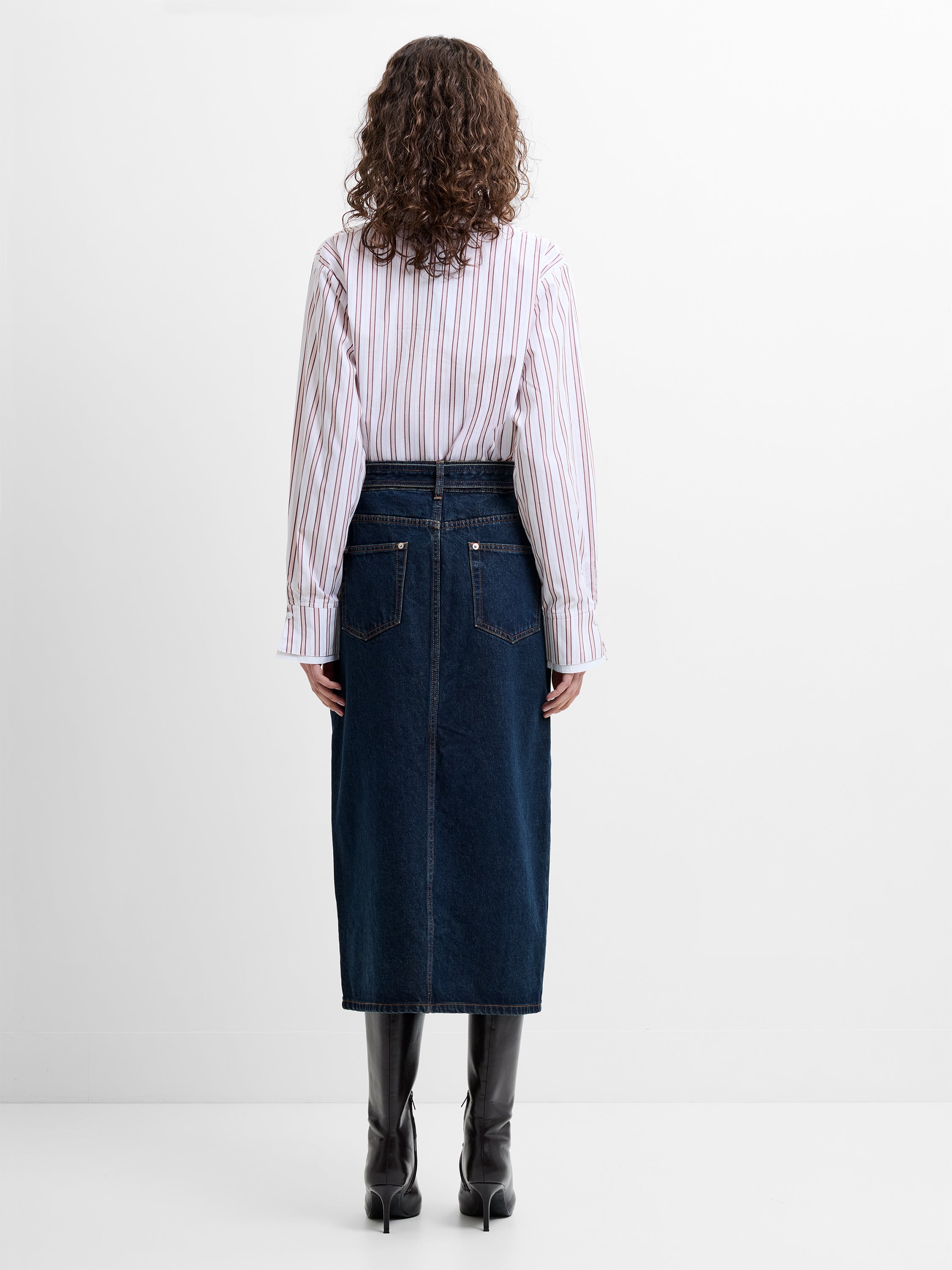 Dallas Denim Belted Midi Skirt