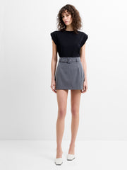 Minka Pinstripe Tailored Belted Mini Skirt