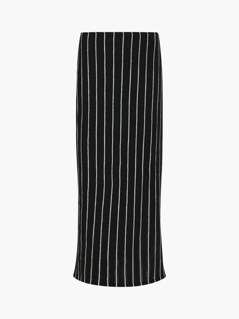 Crochet Knit Striped Black Maxi Skirt