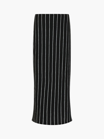 Crochet Knit Striped Black Maxi Skirt