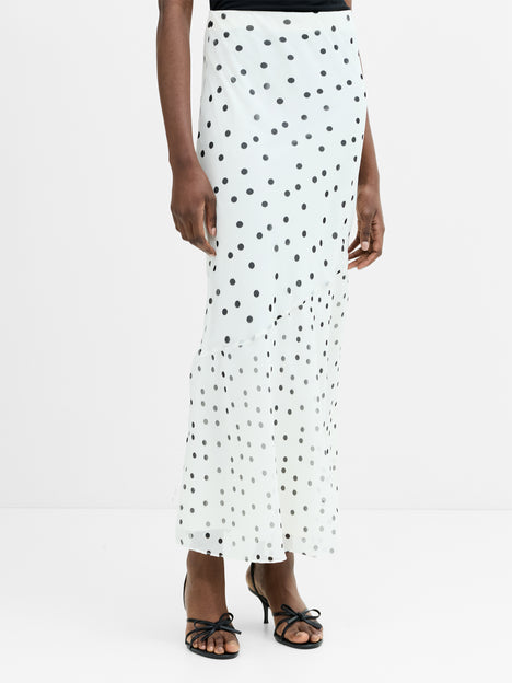 Emina Chiffon Monochrome Polka Dot Maxi Skirt