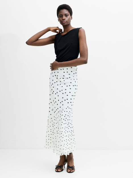 Emina Chiffon Monochrome Polka Dot Maxi Skirt