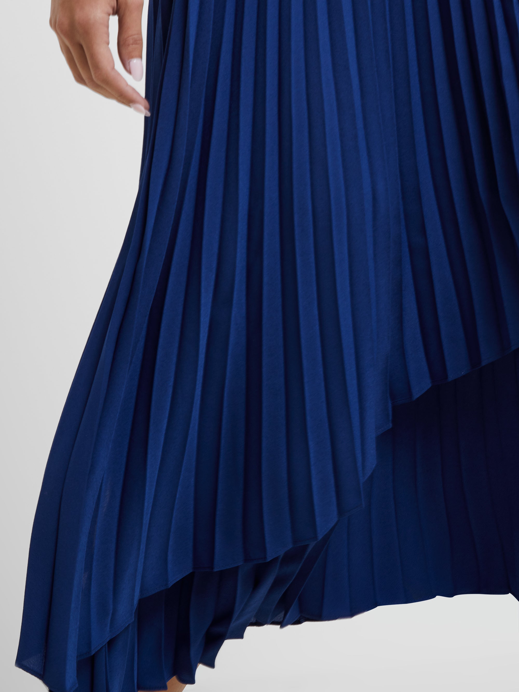 Arie Pleated Midi Skirt Blue Depths French Connection UK
