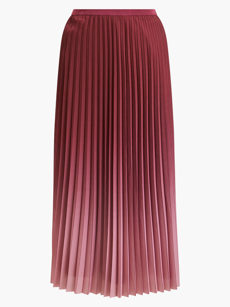 Sunburst Crepe Pleat Midi Skirt Bitter Choc Foxglove