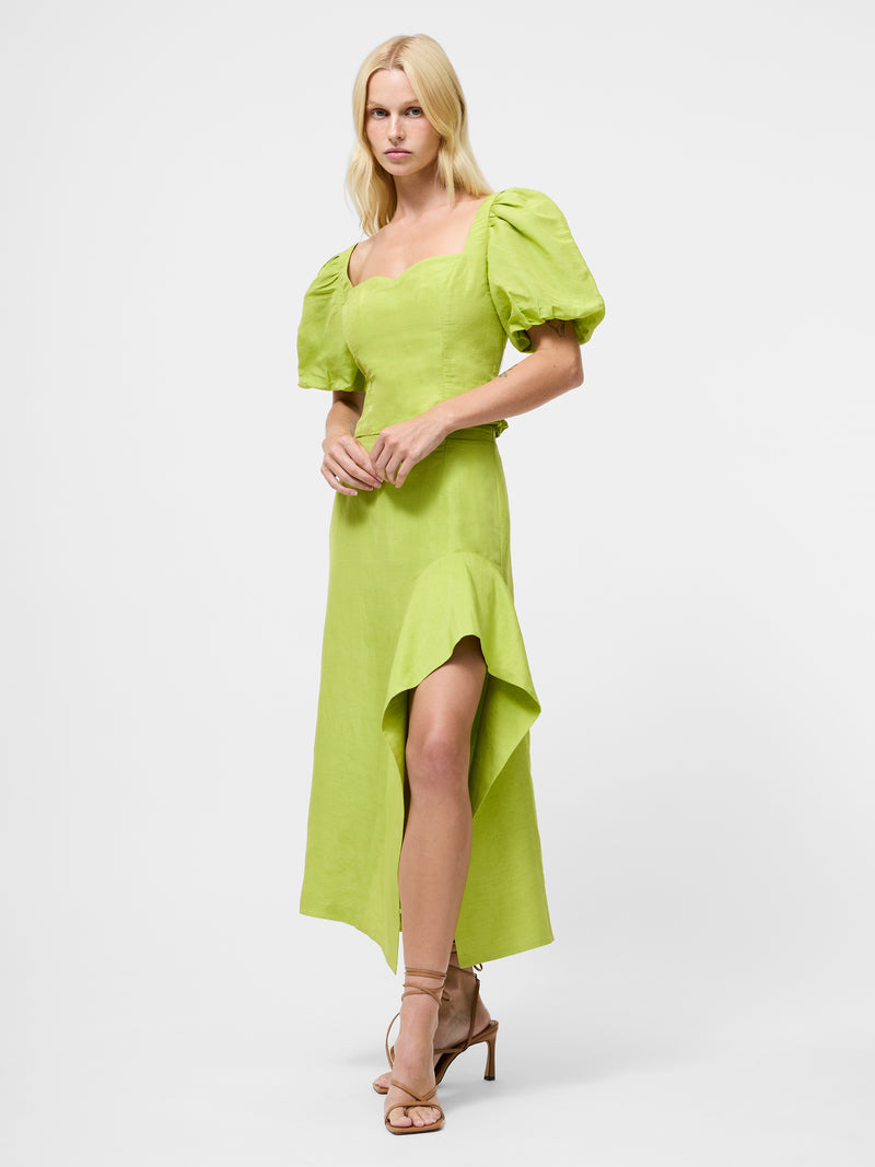 Islay Linen Ruffle Midi Skirt