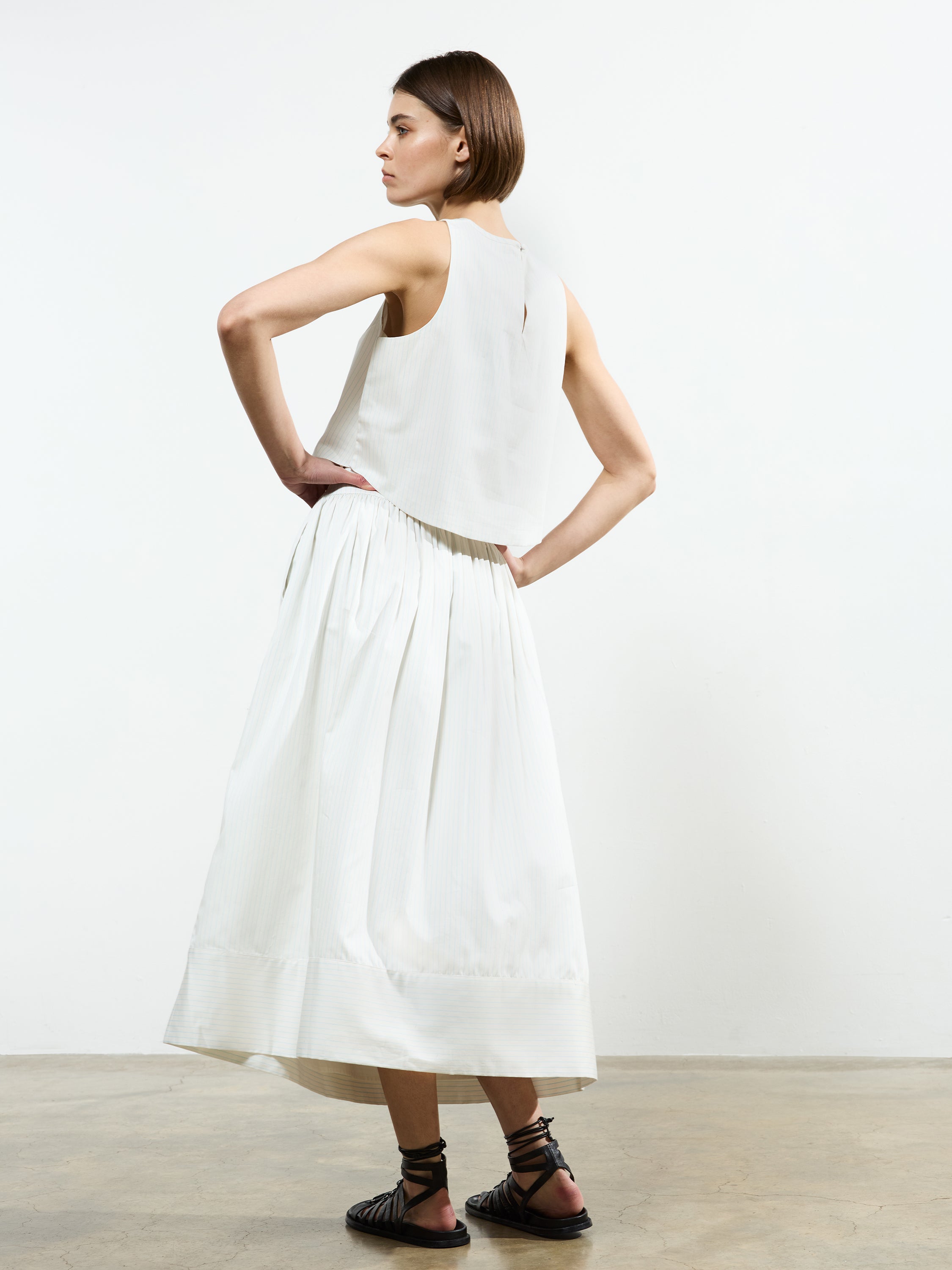 Pinstripe Poplin Maxi Skirt